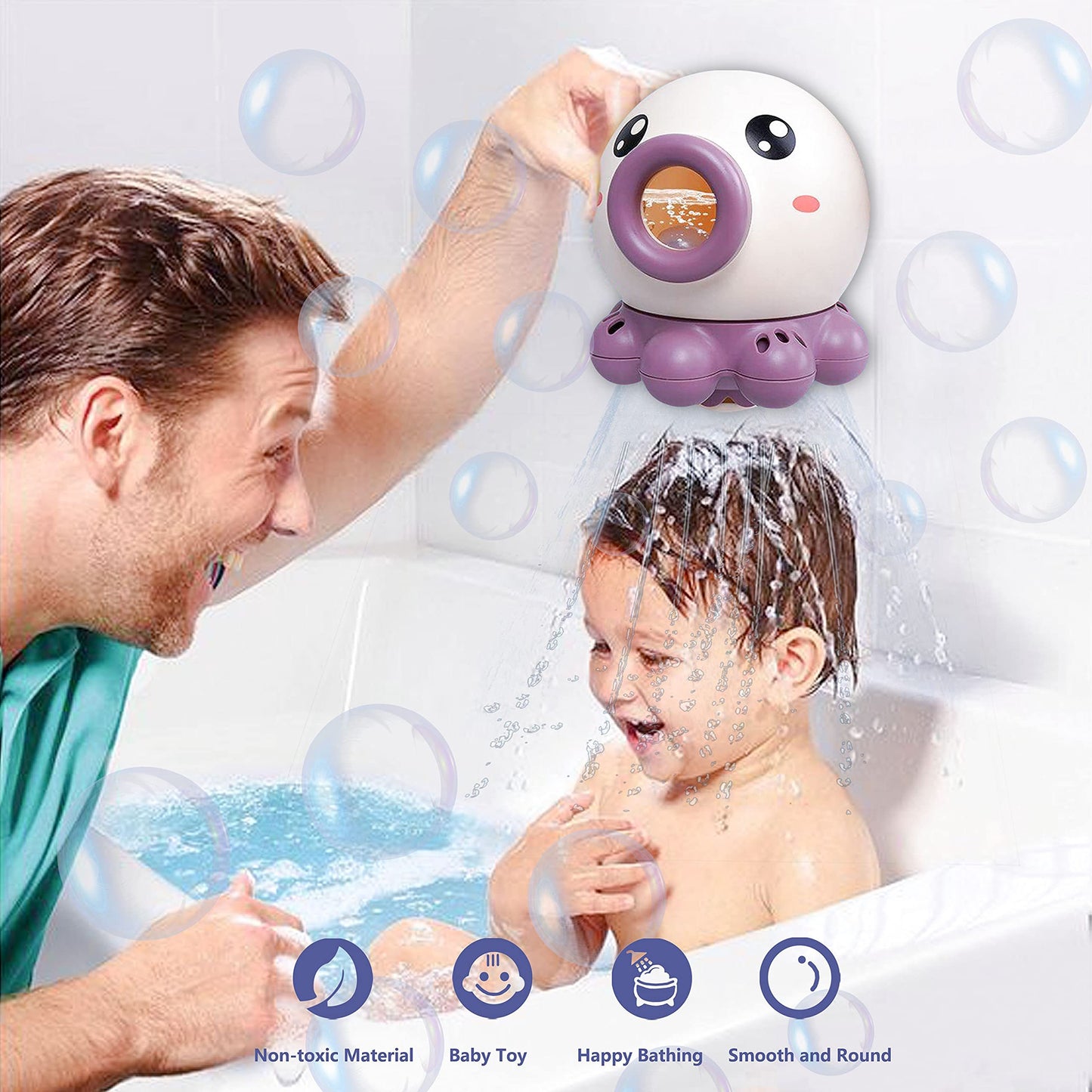Octopus Water Spray Bath Toy for Kids β Rotating Shower Fountain for Fun Bath Time and Motor Skill Development 9