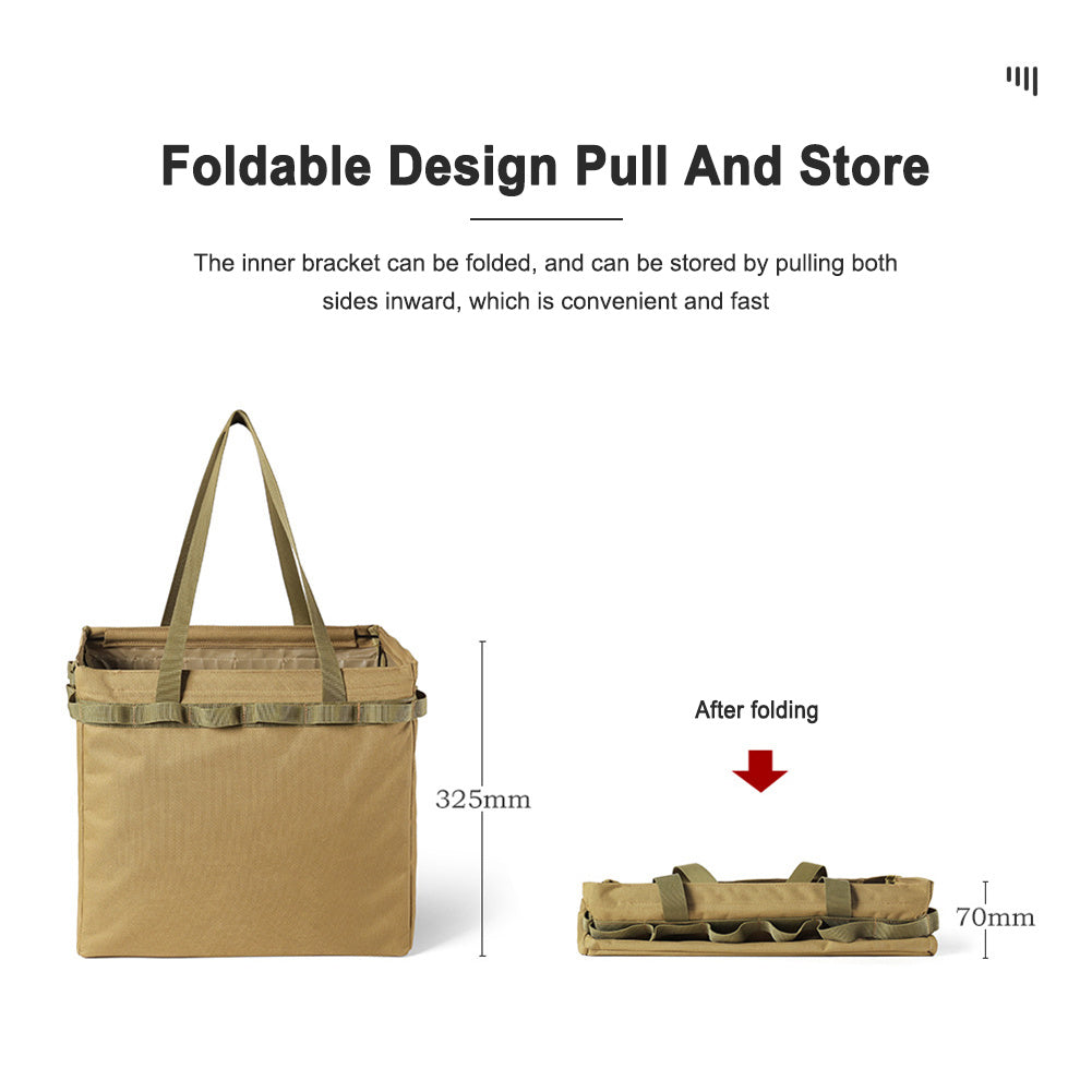 Outdoor Folding Storage Box with Large Capacity β Versatile Khaki Shopping Bag for Picnics and Travel 4