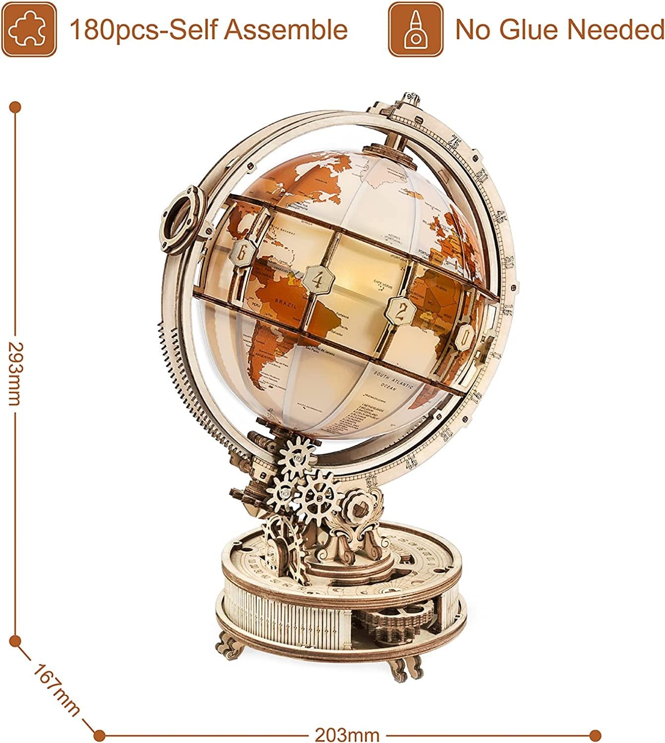 3D Wooden Globe Model Building Kit