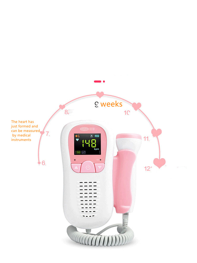 Portable Fetal Doppler Heartbeat Monitor – 50–230 BPM, 2.0MHz Probe, LCD Display, Battery & Charger Included