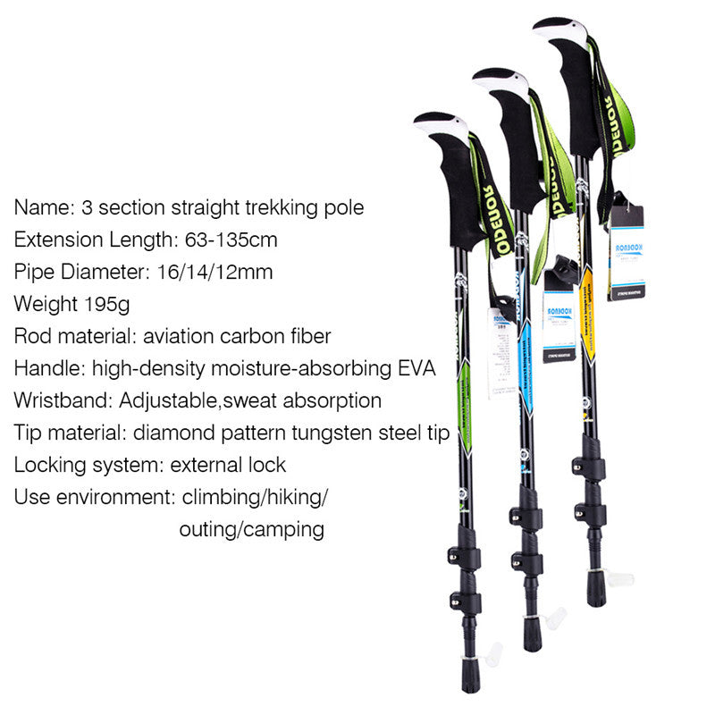Multifunctional Telescopic Carbon Fiber Trekking Pole β Lightweight and Adjustable 63-135cm 2
