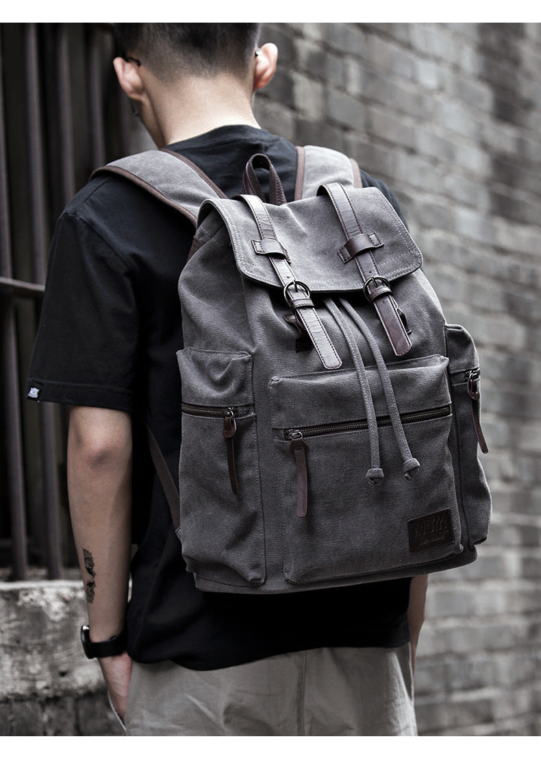 Large Capacity Canvas Backpack for Men β Retro Style Travel Bag with Zipper Pocket 6