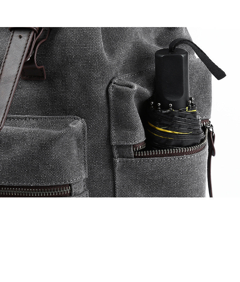 Large Capacity Canvas Backpack for Men β Retro Style Travel Bag with Zipper Pocket 3