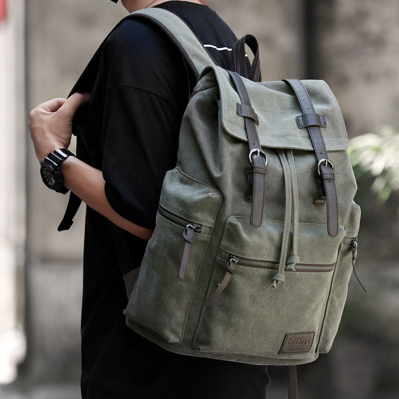 Large Capacity Canvas Backpack for Men β Retro Style Travel Bag with Zipper Pocket 8