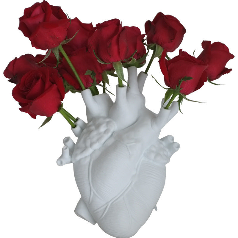HEART- White Resin Decorative Vase