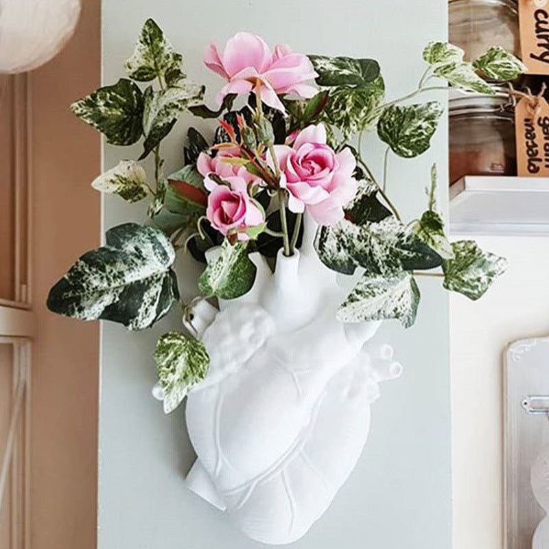 HEART- White Resin Decorative Vase