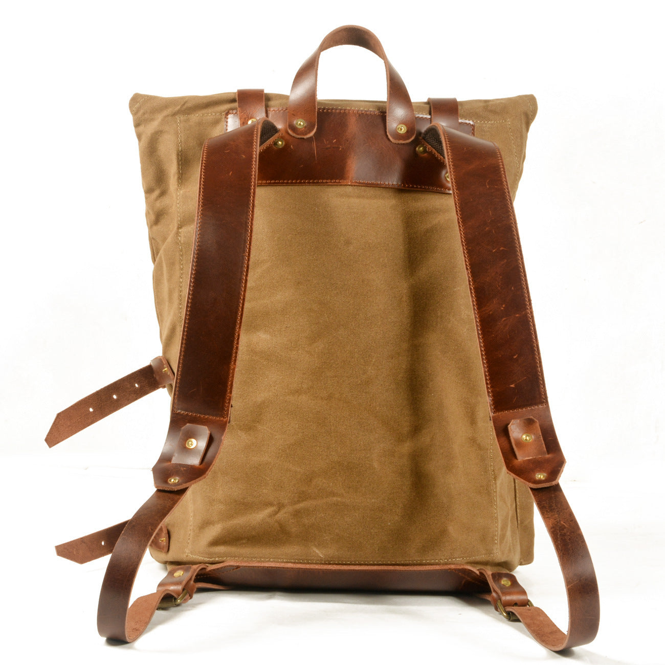 Retro Waterproof Canvas Backpack with Leather Accents β Ideal for Outdoor Travel and Mountaineering 3