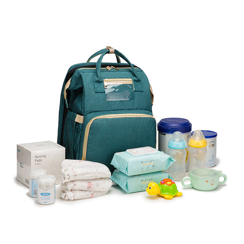 Large Capacity Diaper Bag Backpack with USB Charging and Portable Crib Function β Multi-functional Baby Bag 8