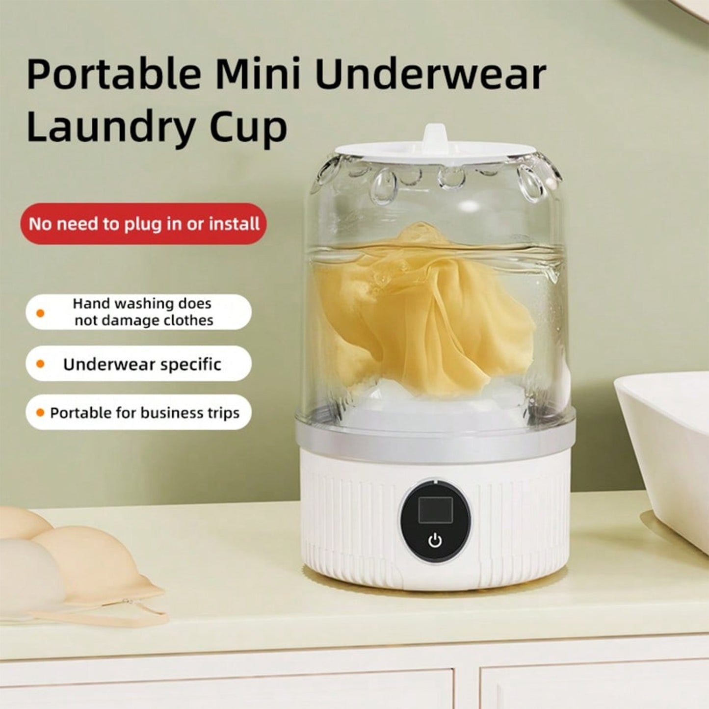 Portable Mini Washing Machine – USB Rechargeable Compact Washer for Travel, Camping, and Delicates Cleaning 1
