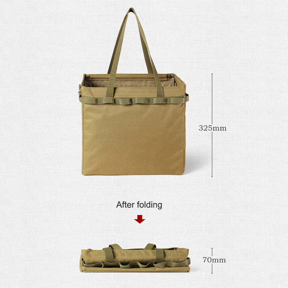 Outdoor Folding Storage Box with Large Capacity β Versatile Khaki Shopping Bag for Picnics and Travel 7