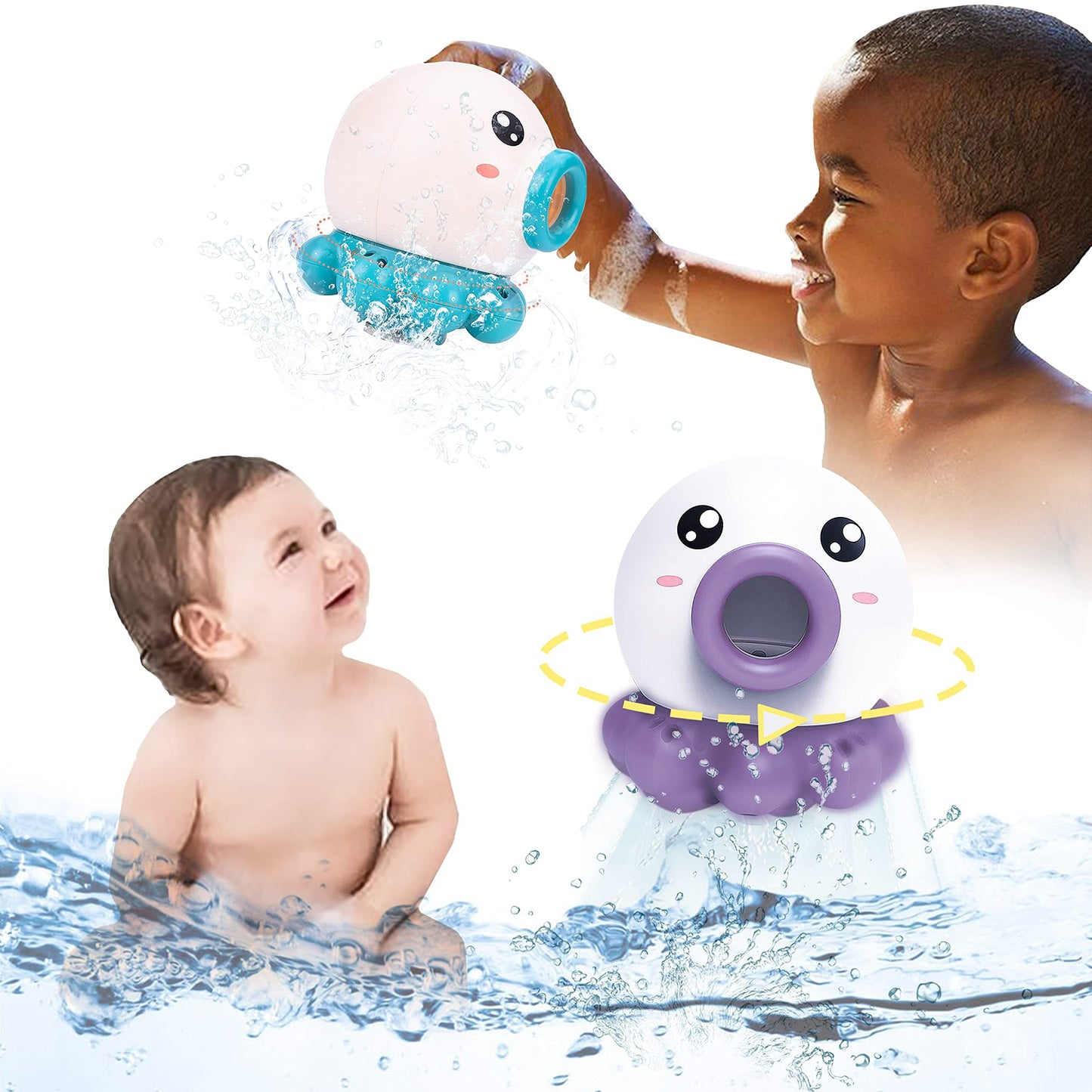 Octopus Water Spray Bath Toy for Kids β Rotating Shower Fountain for Fun Bath Time and Motor Skill Development 3