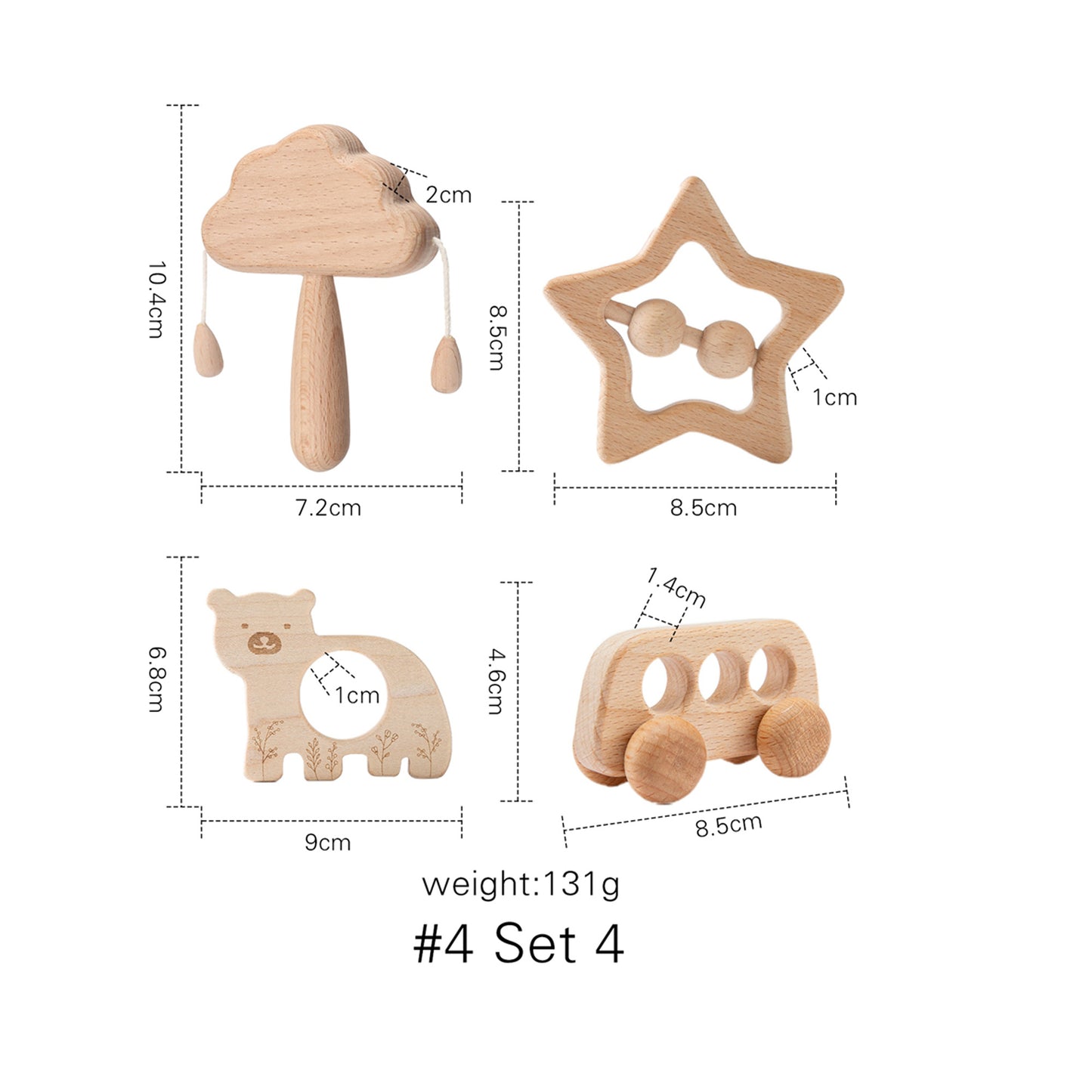 Montessori Wooden Cloud Bell Ring Set for Infants β 4 Colorful Musical Toys for Sensory Exploration and Motor Skill Development 3