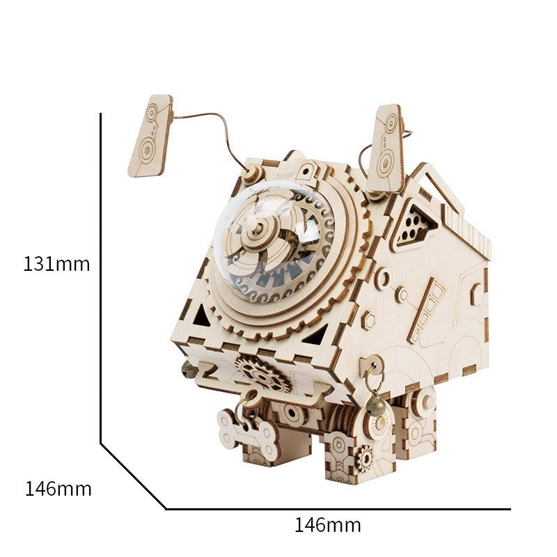 Wooden Music Box Robot Assembly Kit β 221 Pieces with Love Tune 5