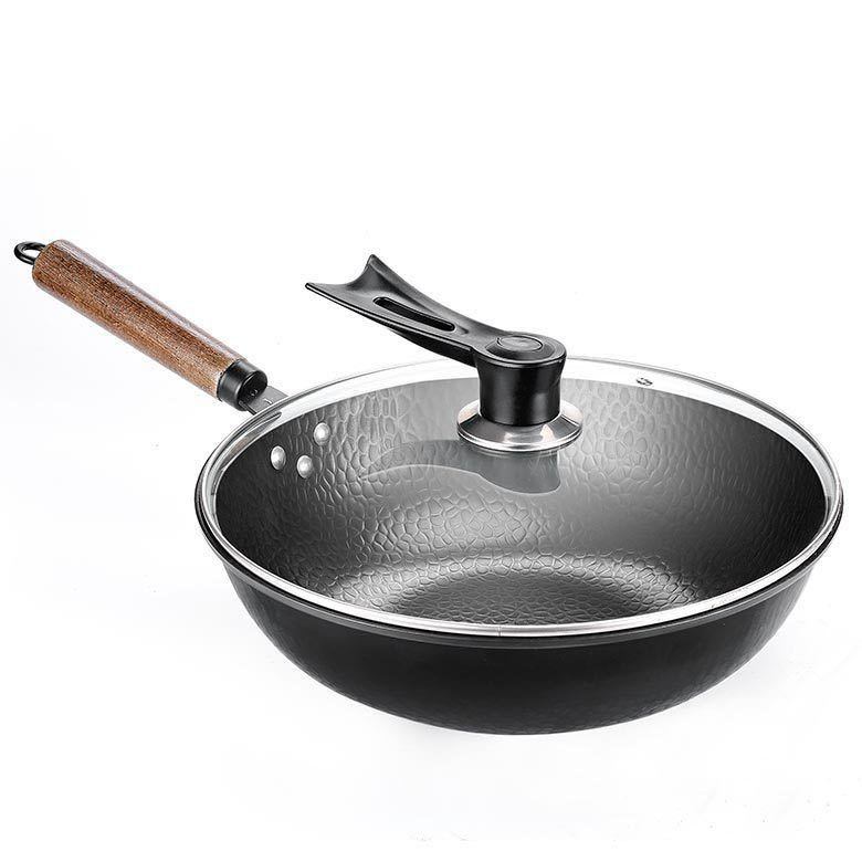 Handmade Iron Wok Pan with Wooden Handle β High-Temperature Resistant Cooking Essential for Healthy Meals 3