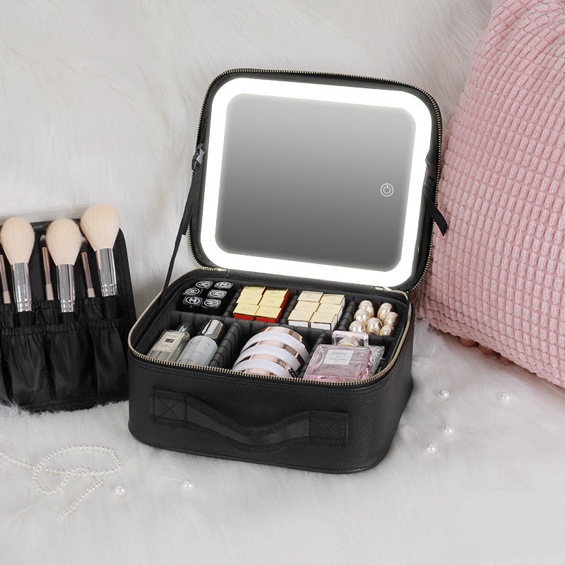 Smart LED Cosmetic Case with 4K Mirror β Large Capacity Travel Makeup Bag 2