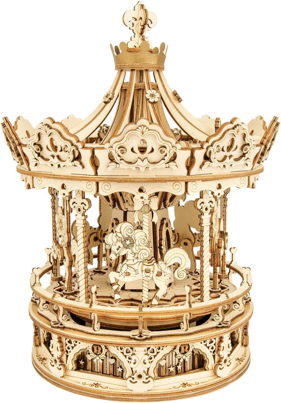 3D Wooden Puzzle Carousel Music Box Kit