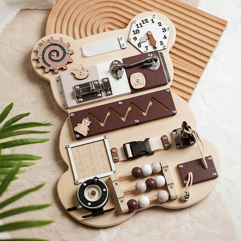 Montessori Bear Busy Board for Kids โ Educational Wooden Toy for Ages 4-6, Promotes Fine Motor Skills and Cognitive Development 2