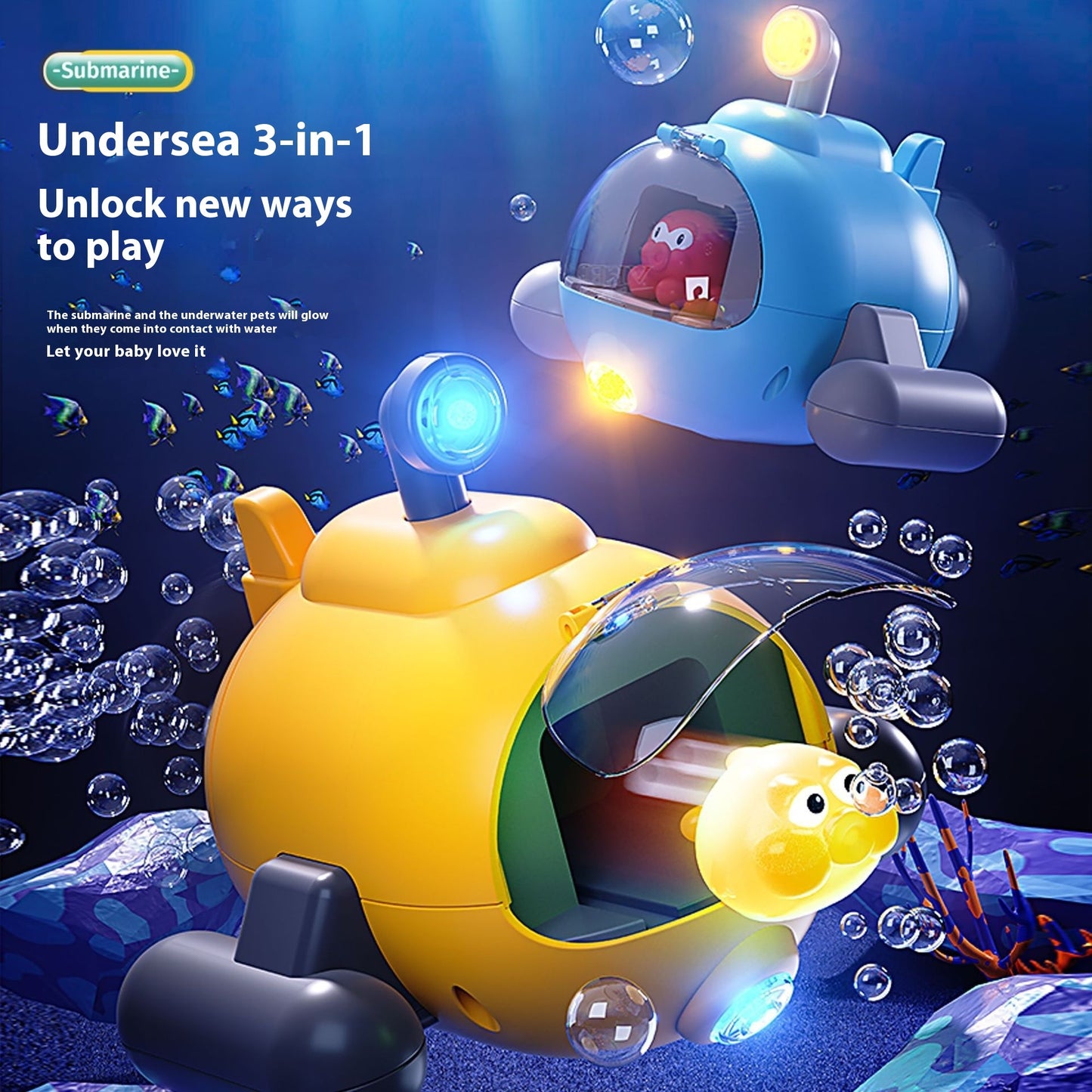 Luminous Catapult Submarine Bath Toy β Colorful Plastic Water Toy for Kids, Promotes Hand-Eye Coordination and Learning 2