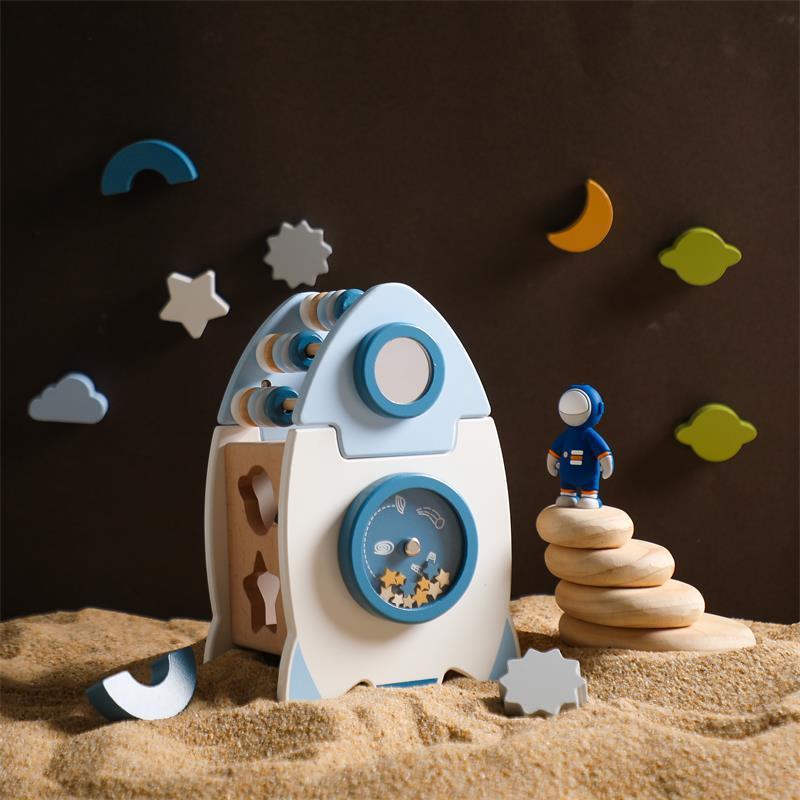 Montessori Wooden Rocket Busy Box β Educational Toy for Cognitive Development, Learning Toys for 1 and 2 Year Olds 1
