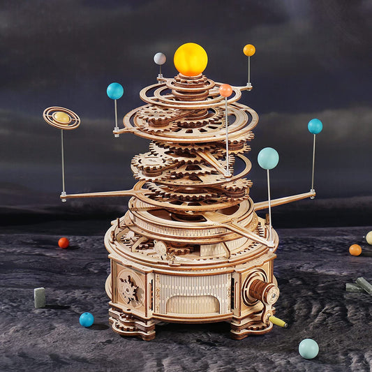 Rotatable Mechanical Orrery 3D Wooden Puzzle Kit