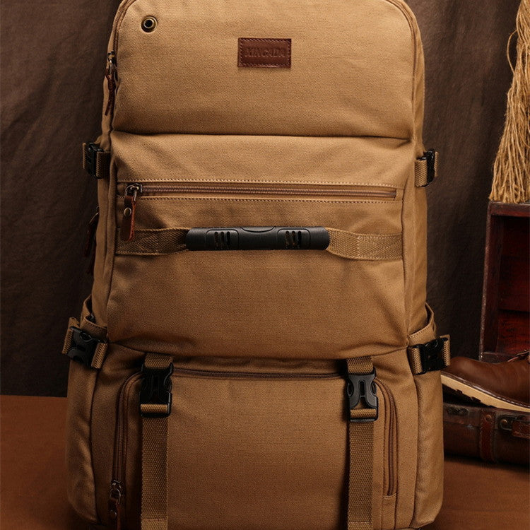 Casual Oversized Canvas Backpack for Men β Breathable and Wear-Resistant in Khaki and Black 3