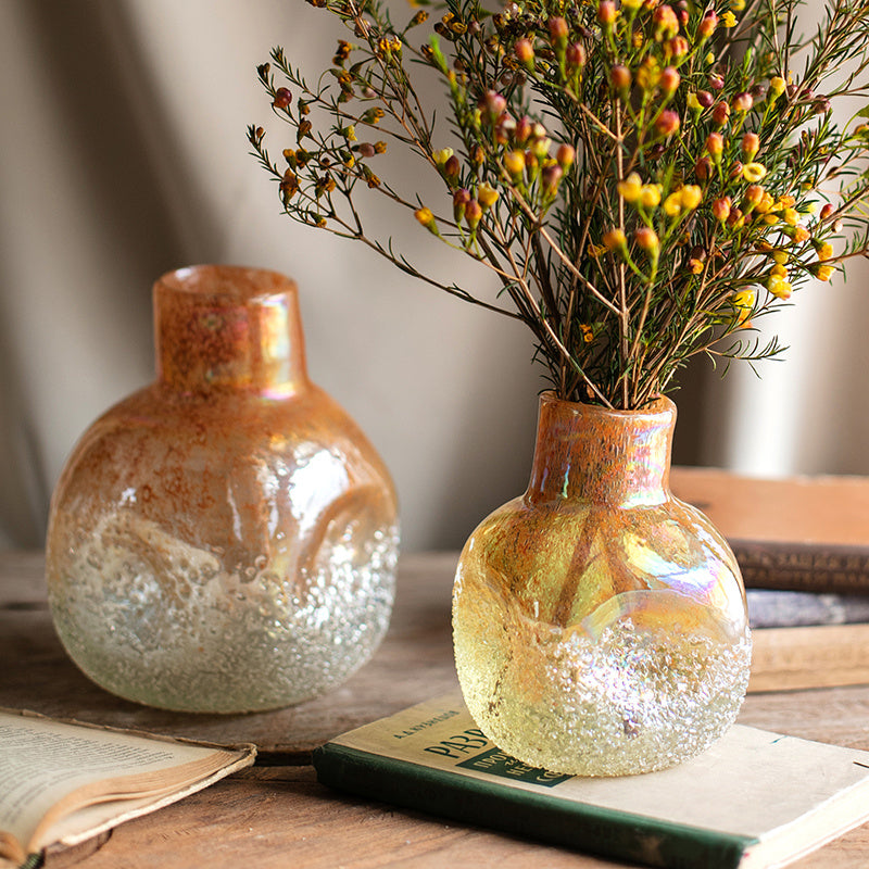 AMBER - Handmade Artistic Bubble Glass Vase