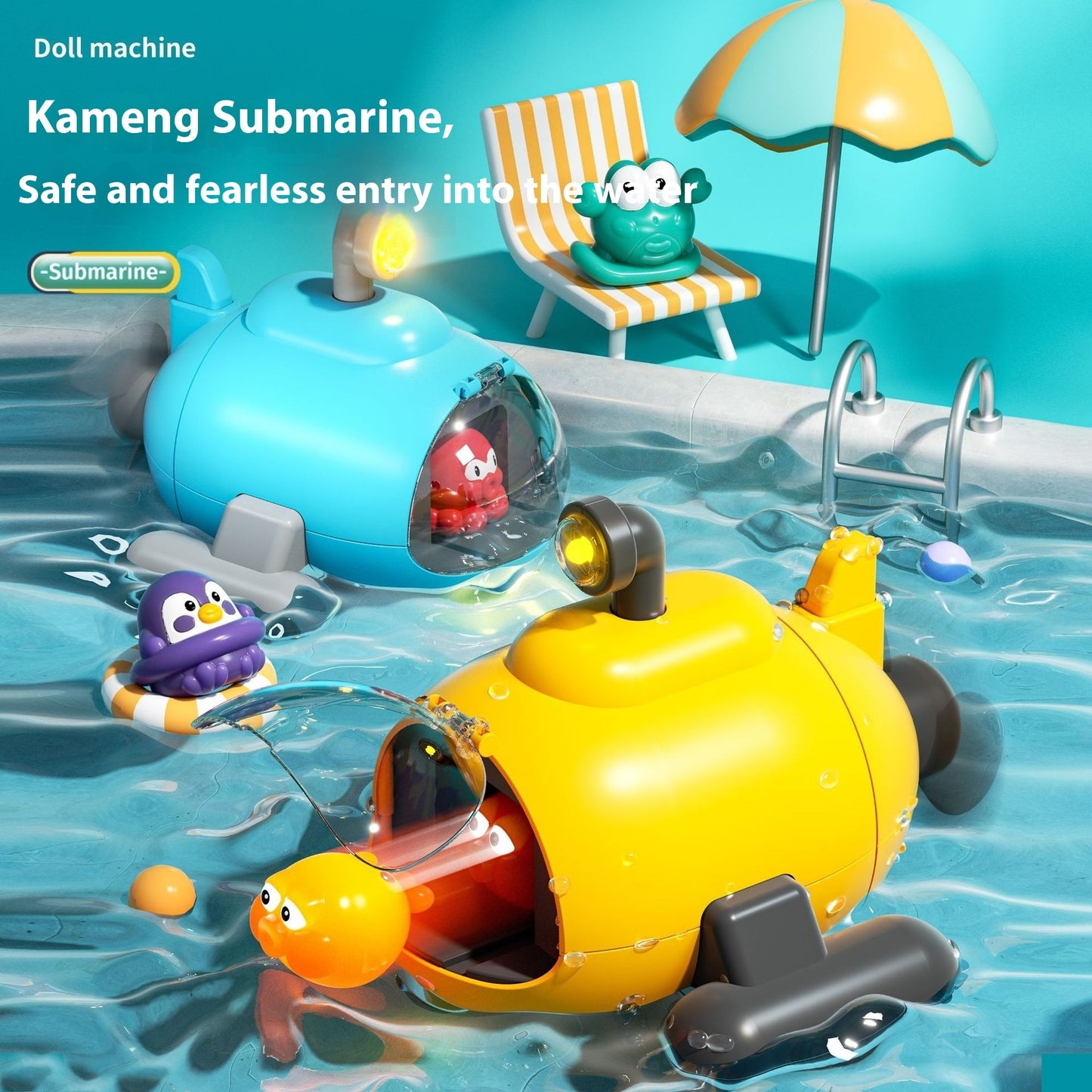 Luminous Catapult Submarine Bath Toy β Colorful Plastic Water Toy for Kids, Promotes Hand-Eye Coordination and Learning 1