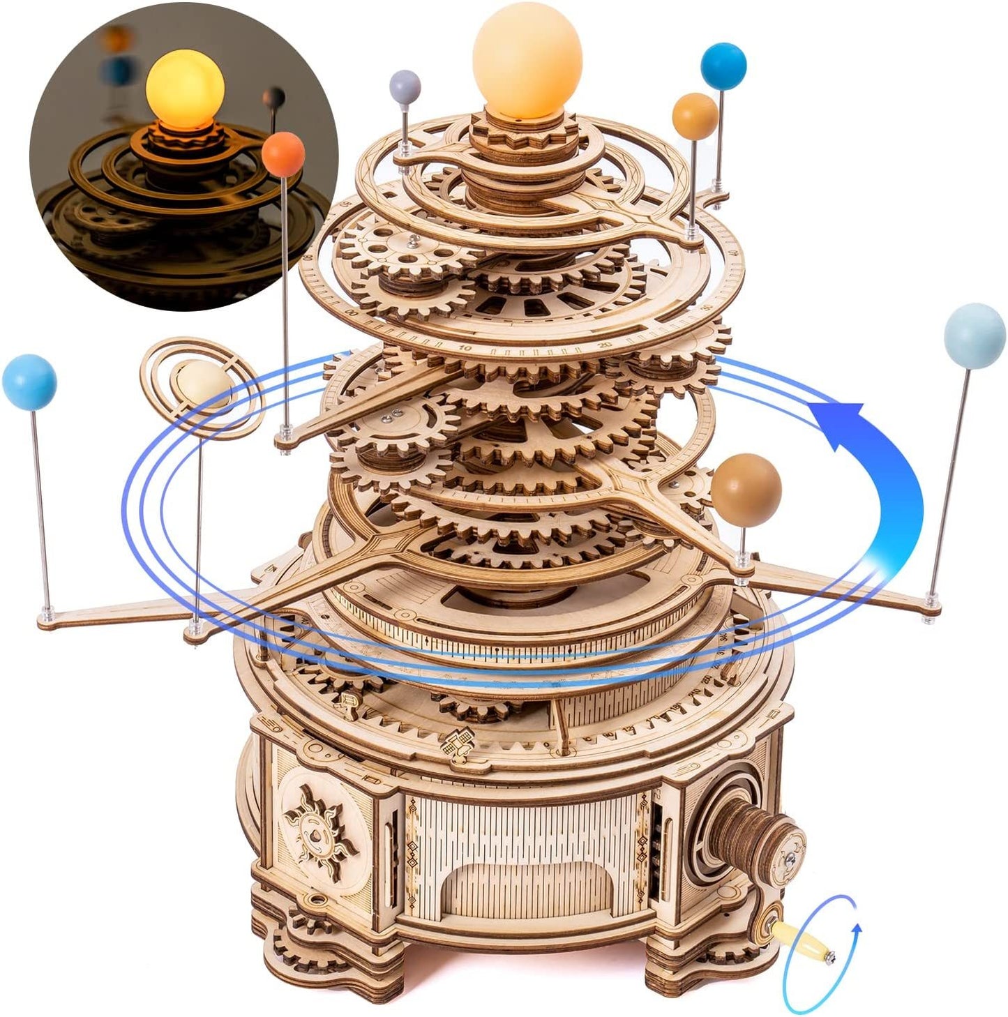 Rotatable Mechanical Orrery 3D Wooden Puzzle Kit