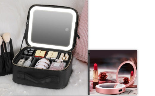 Smart LED Cosmetic Case with 4K Mirror β Large Capacity Travel Makeup Bag 10