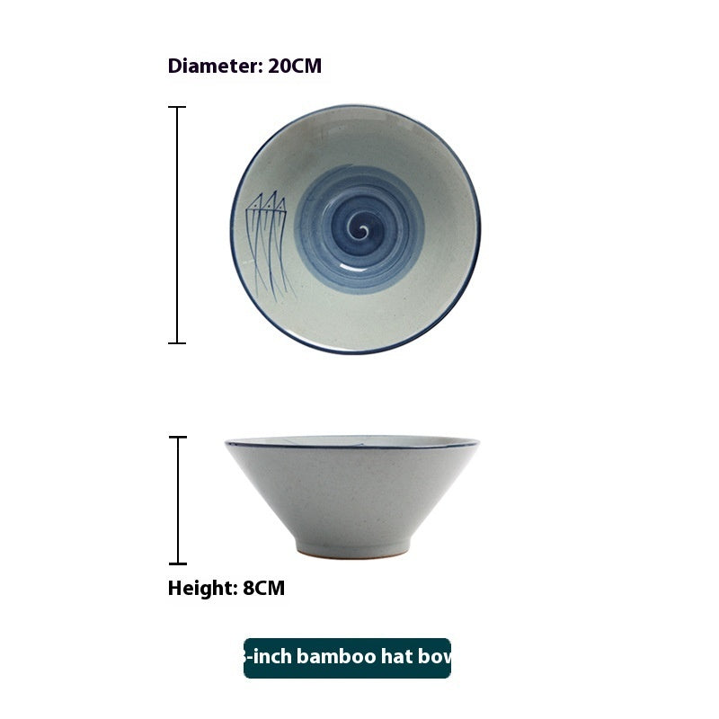 Hand-painted Bamboo Hat Large Thickened Noodle Bowl