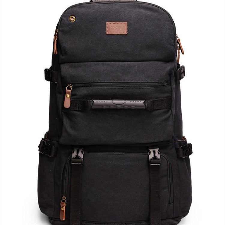 Casual Oversized Canvas Backpack for Men β Breathable and Wear-Resistant in Khaki and Black 5