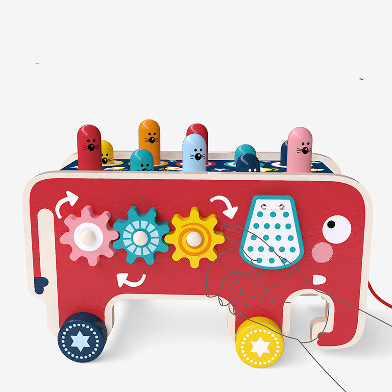 Montessori Wooden Pounding Bench Toy Set for Toddlers β Educational Musical Instrument with Vibrant Animal Design 2