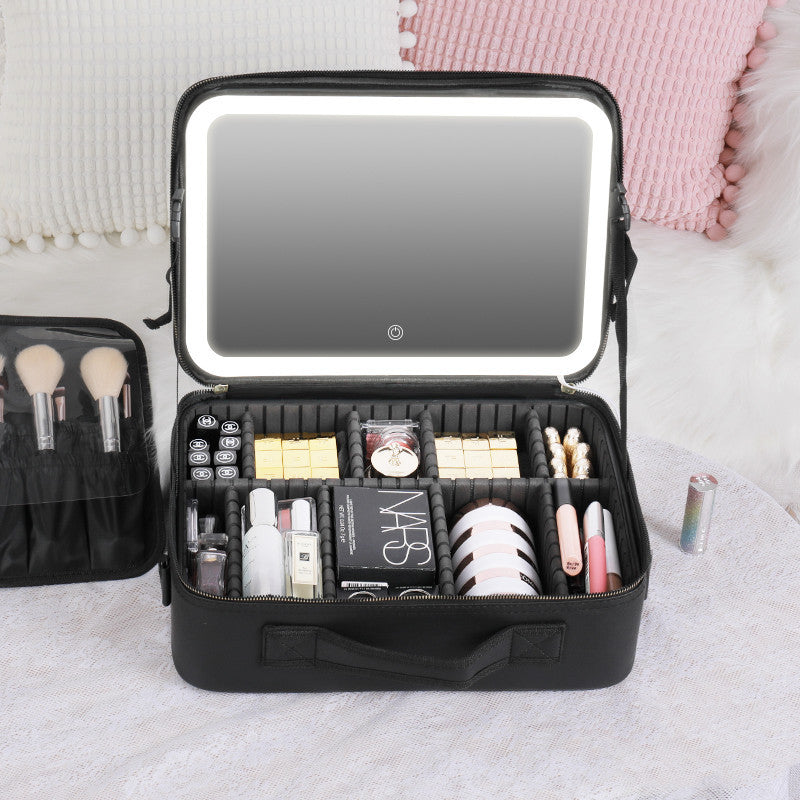 Smart LED Cosmetic Case with 4K Mirror β Large Capacity Travel Makeup Bag 3