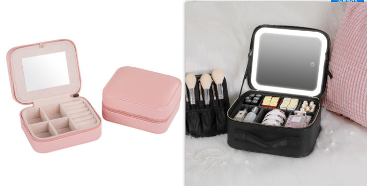 Smart LED Cosmetic Case with 4K Mirror β Large Capacity Travel Makeup Bag 11