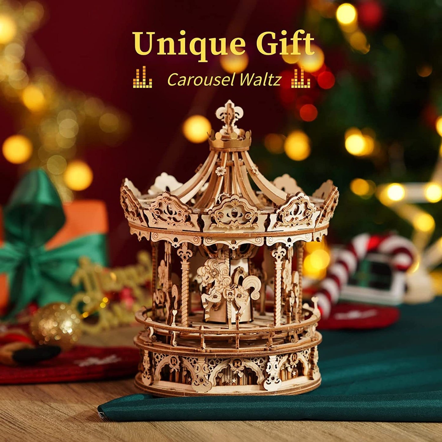 3D Wooden Puzzle Carousel Music Box Kit