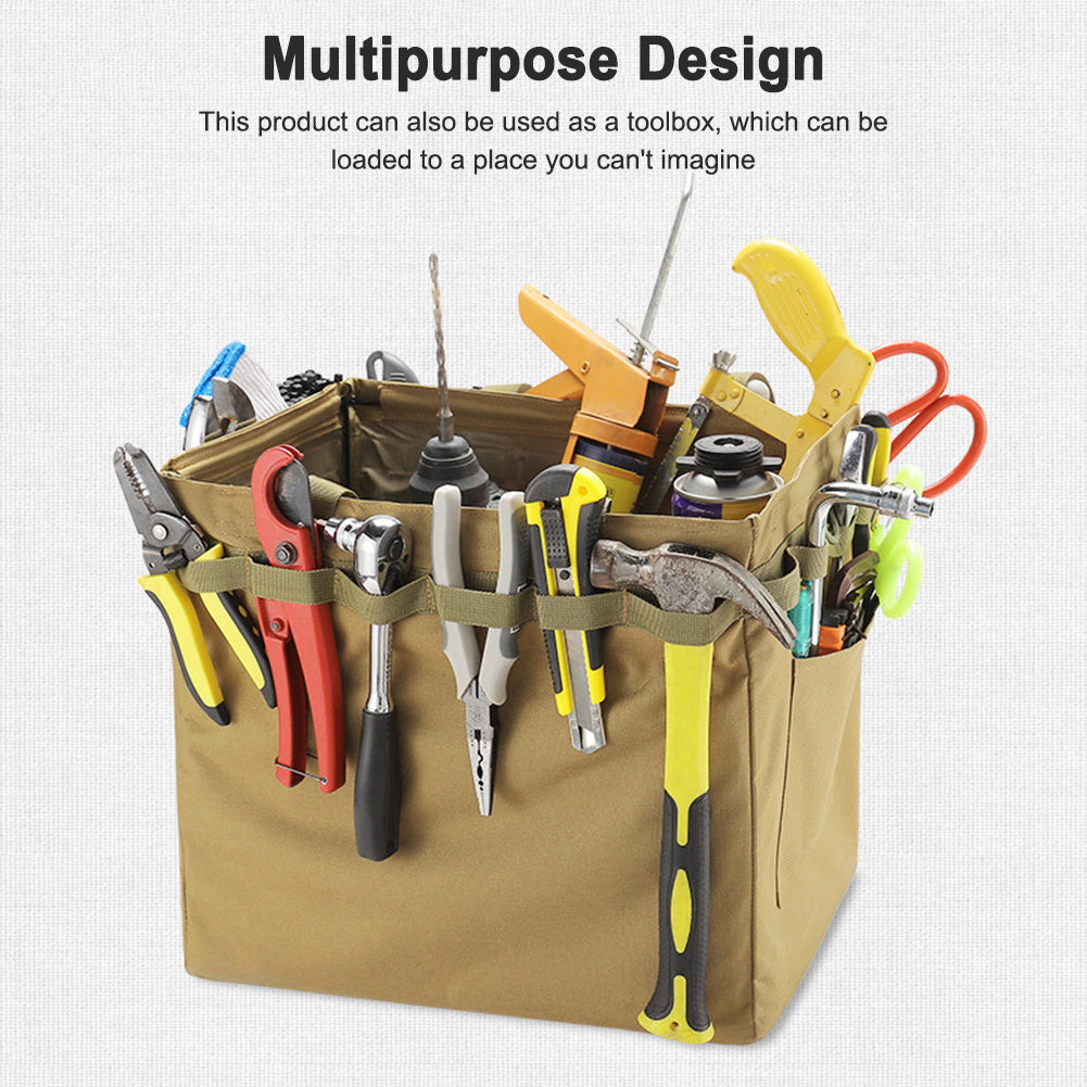 Outdoor Folding Storage Box with Large Capacity β Versatile Khaki Shopping Bag for Picnics and Travel 3