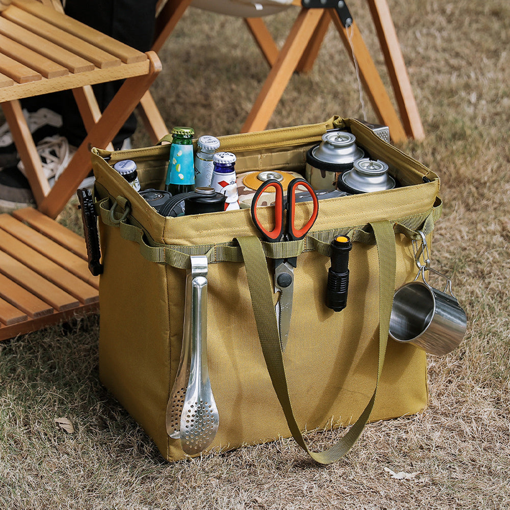 Outdoor Folding Storage Box with Large Capacity β Versatile Khaki Shopping Bag for Picnics and Travel 6