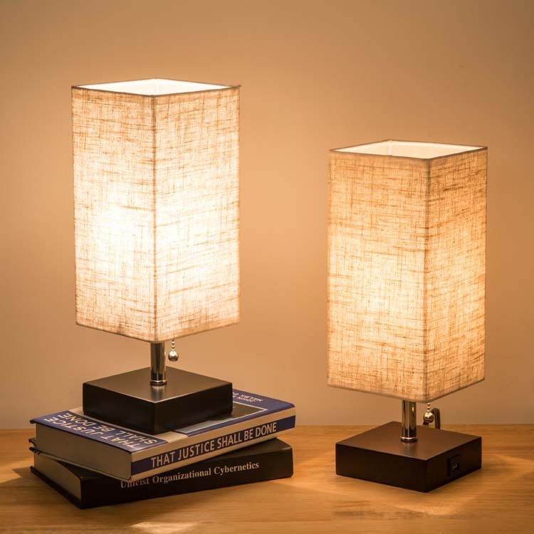 LANTERN - Elegant Square Linen Table Lamp