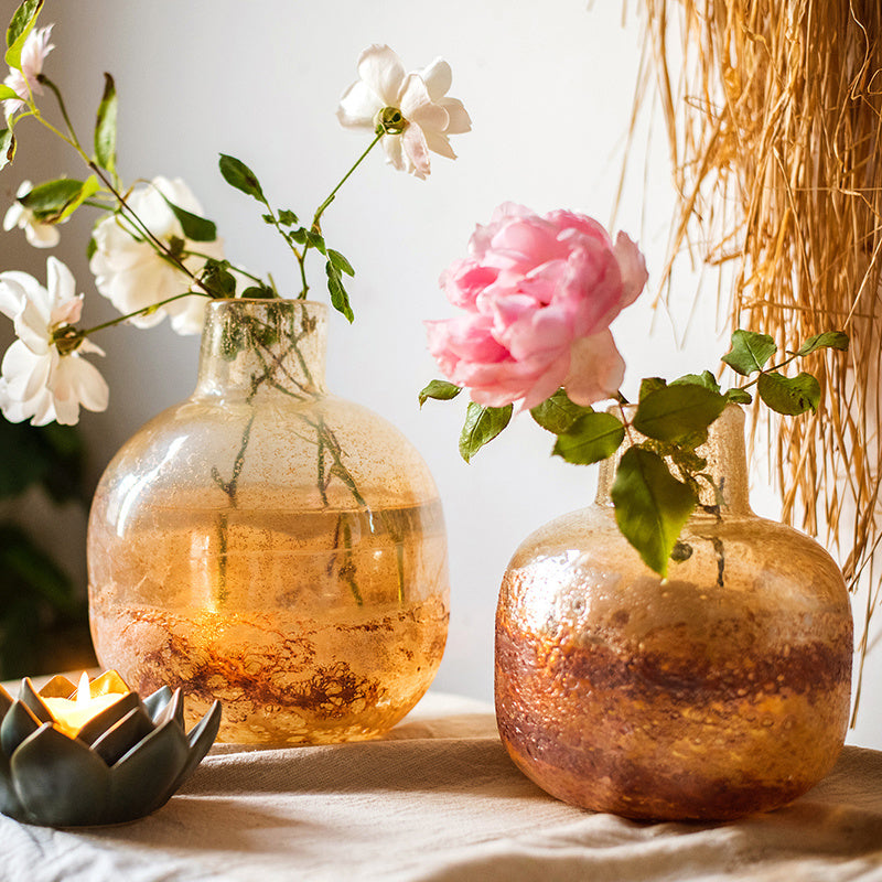 AMBER - Handmade Artistic Bubble Glass Vase