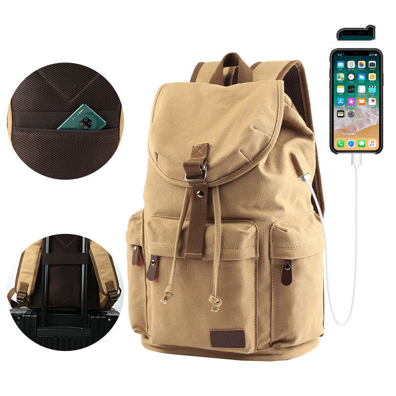 Large Capacity Vintage Canvas Travel Backpack for Men and Women β Breathable Design, Multiple Colors 5