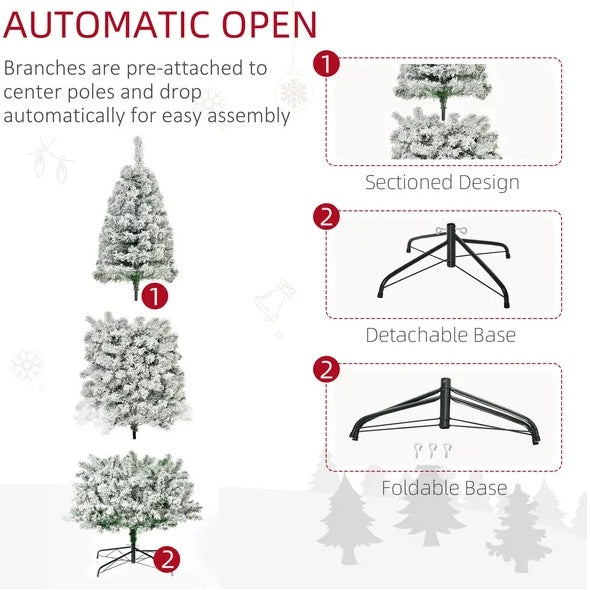 9ft Slim Snow-Flocked Artificial Christmas Tree