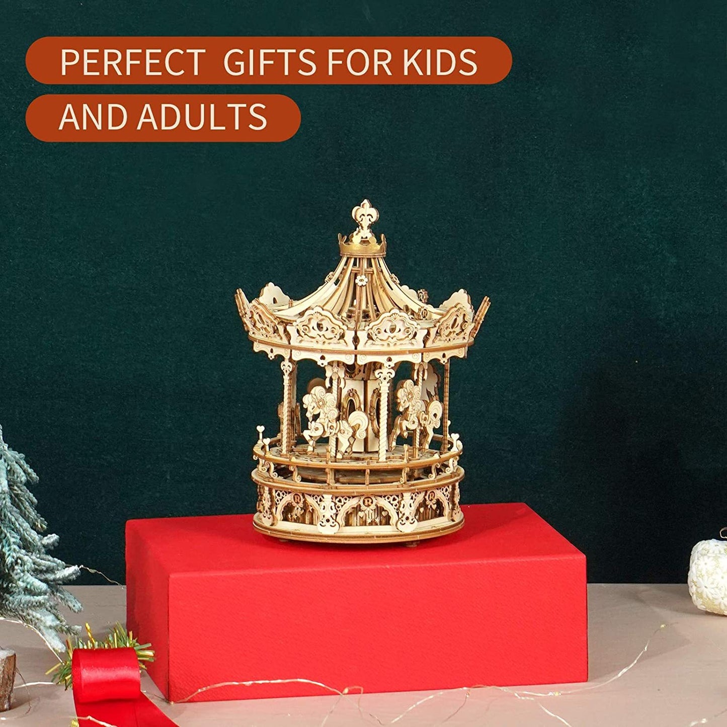 3D Wooden Puzzle Carousel Music Box Kit