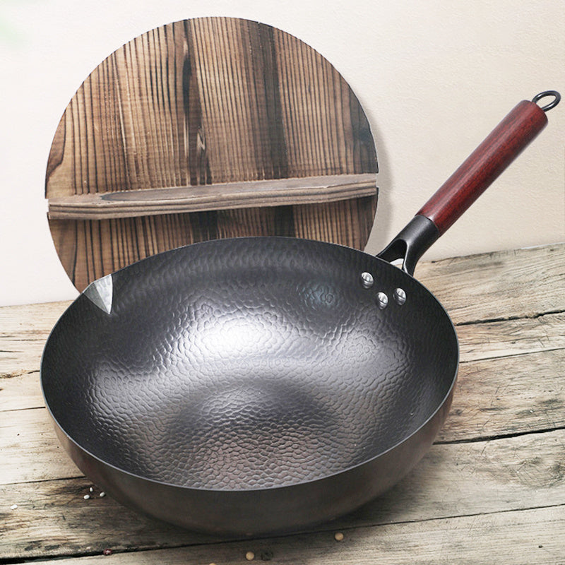 Handmade Iron Wok Pan with Wooden Handle β High-Temperature Resistant Cooking Essential for Healthy Meals 2