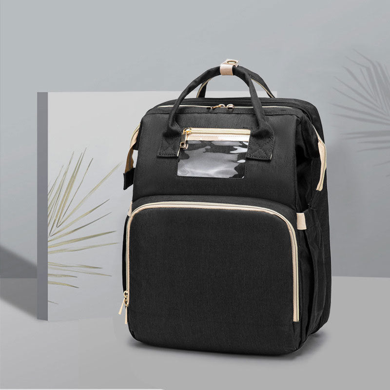 Large Capacity Diaper Bag Backpack with USB Charging and Portable Crib Function β Multi-functional Baby Bag 4