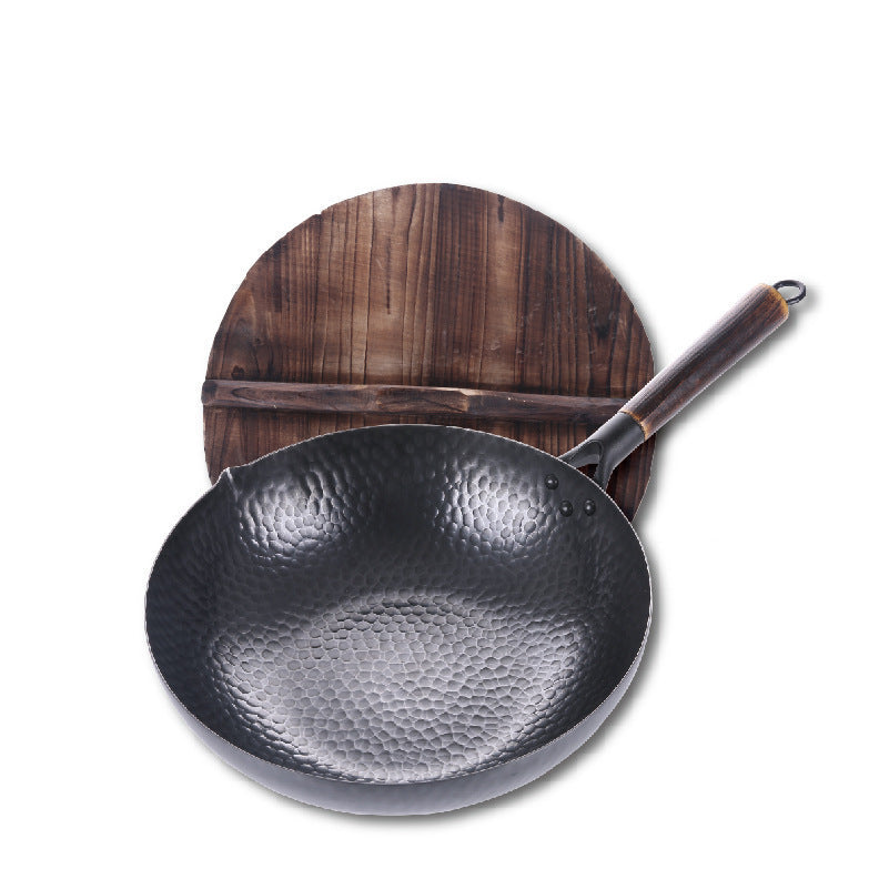 Handmade Iron Wok Pan with Wooden Handle β High-Temperature Resistant Cooking Essential for Healthy Meals 13