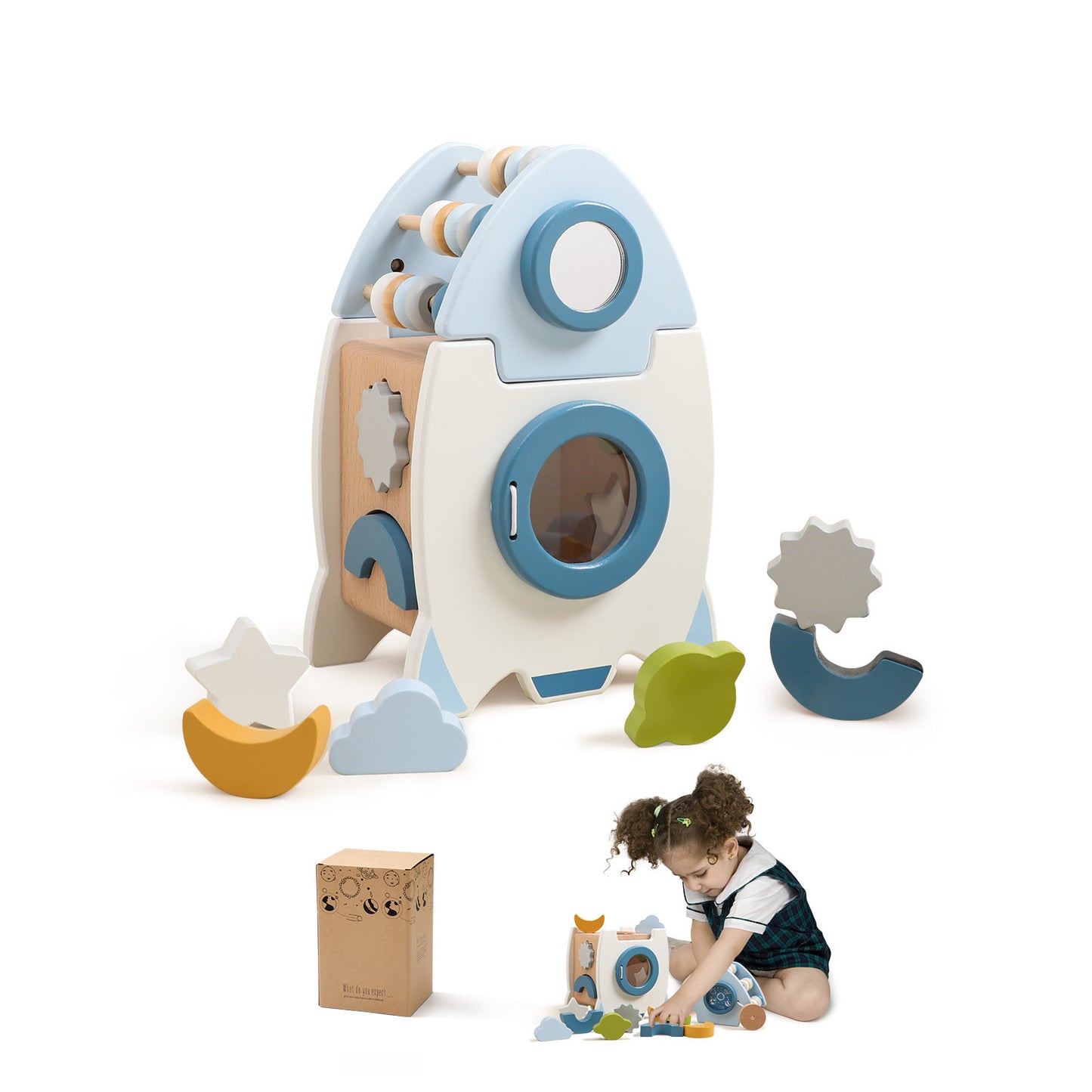 Montessori Wooden Rocket Busy Box β Educational Toy for Cognitive Development, Learning Toys for 1 and 2 Year Olds 5