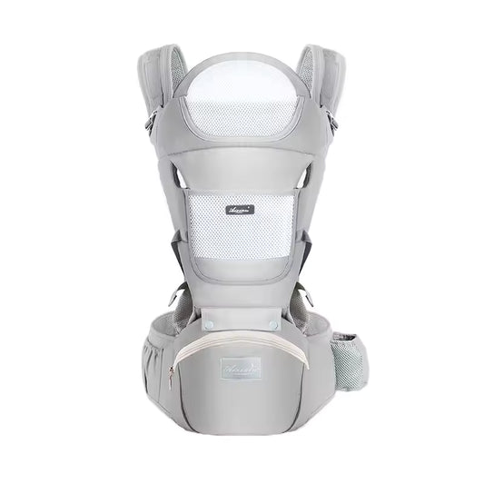 Multifunctional Baby Carrier Waist Stool for Ages 0-3 Years – Comfortable Light Grey Design with Multi-Functional Straps 1