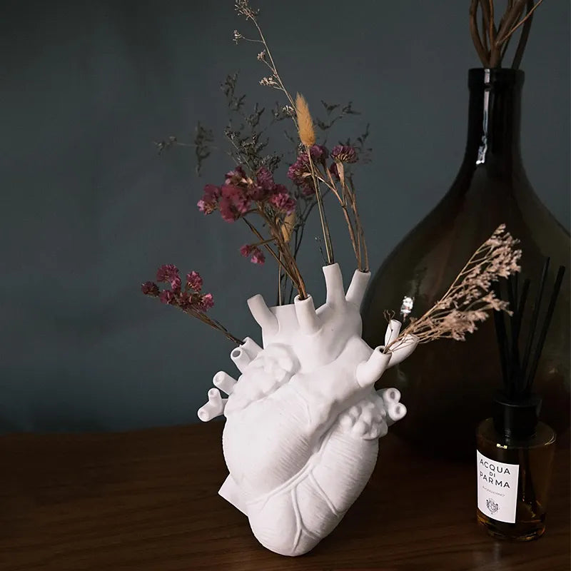 HEART- White Resin Decorative Vase