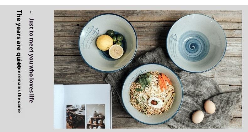 Hand-painted Bamboo Hat Large Thickened Noodle Bowl