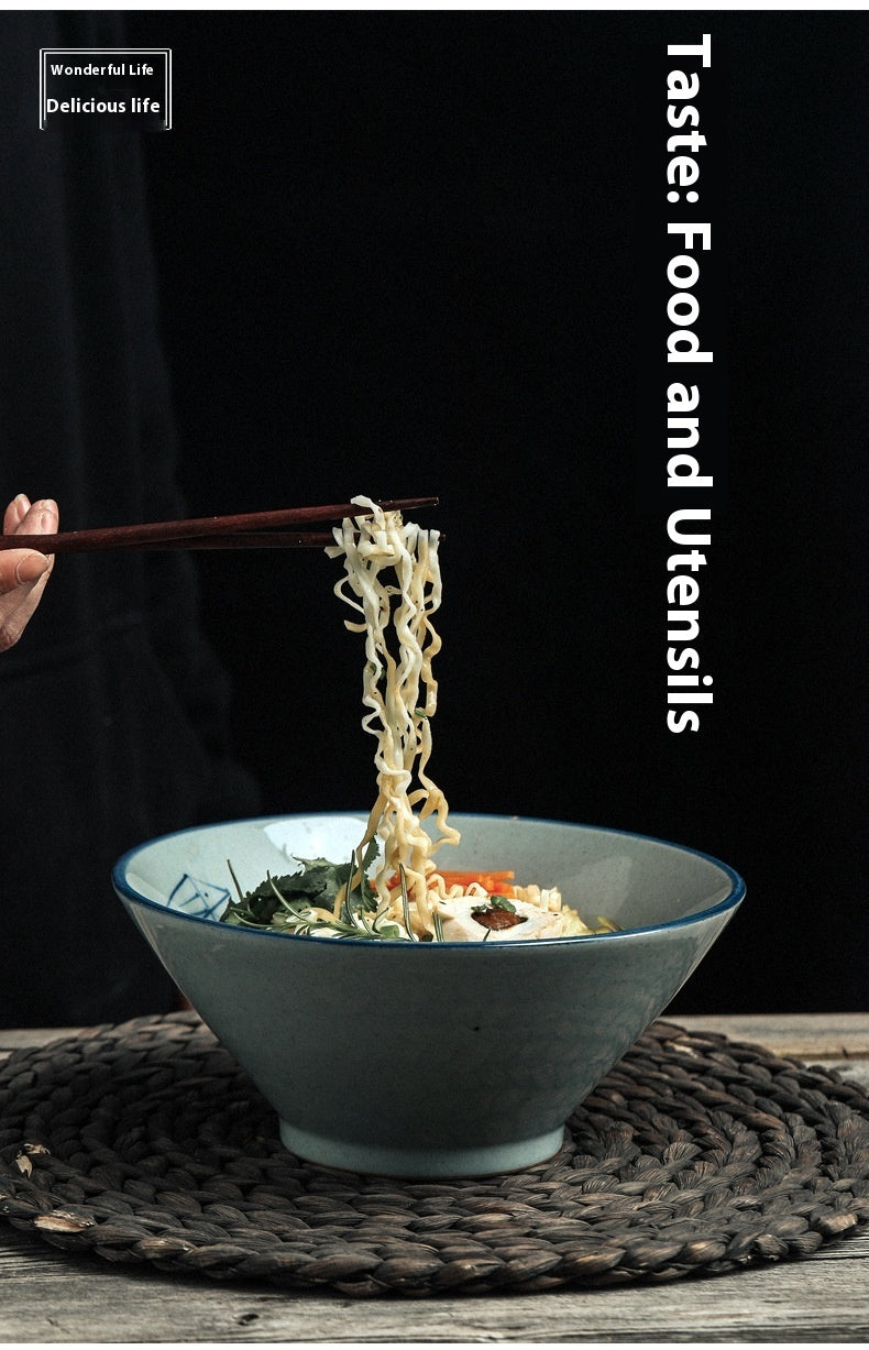 Hand-painted Bamboo Hat Large Thickened Noodle Bowl